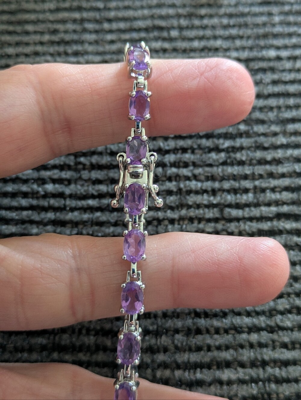 ❤️ BNWOB ZALES 925 Sterling Silver Genuine Amethyst Bracelet 7.5
